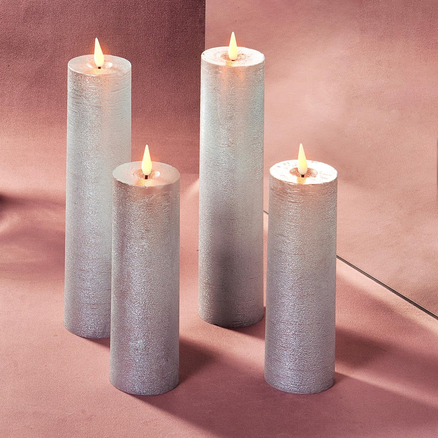 LampLust Realistic Flameless Pillar Candles with Remote, Set of 3, Batteries Included, Real White Wax, 3D Flickering LED Flame, 3 Inch Pillar Candles, Spring Decor, Centerpieces for Tables