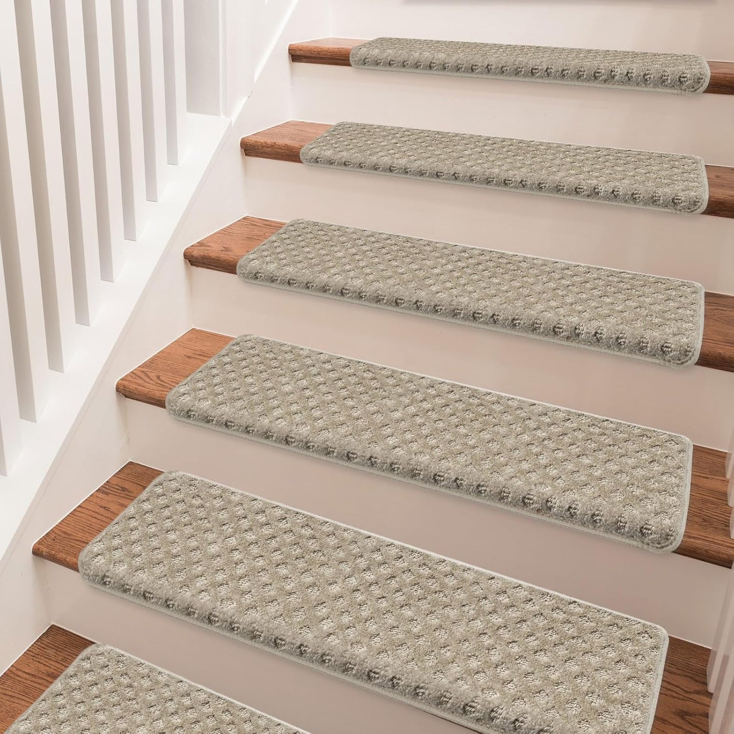 PURE ERA Carpet Stair Treads Tape Free Non Slip Indoor Stair Carpet Stair Protectors Pet-Friendly Non-Slip Skid Resistant Washable Reusable 8" x 30"(2 Pieces,Black)