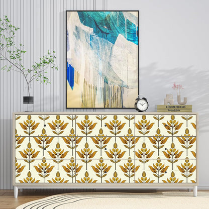 BOKEBEVE Leaves Contact Paper Floral Wallpaper Stick and Peel Boho Damask Wall Paper for Liner Drawer Cabinet Backsplash Renter Friendly Waterproof 17.5 x 118In