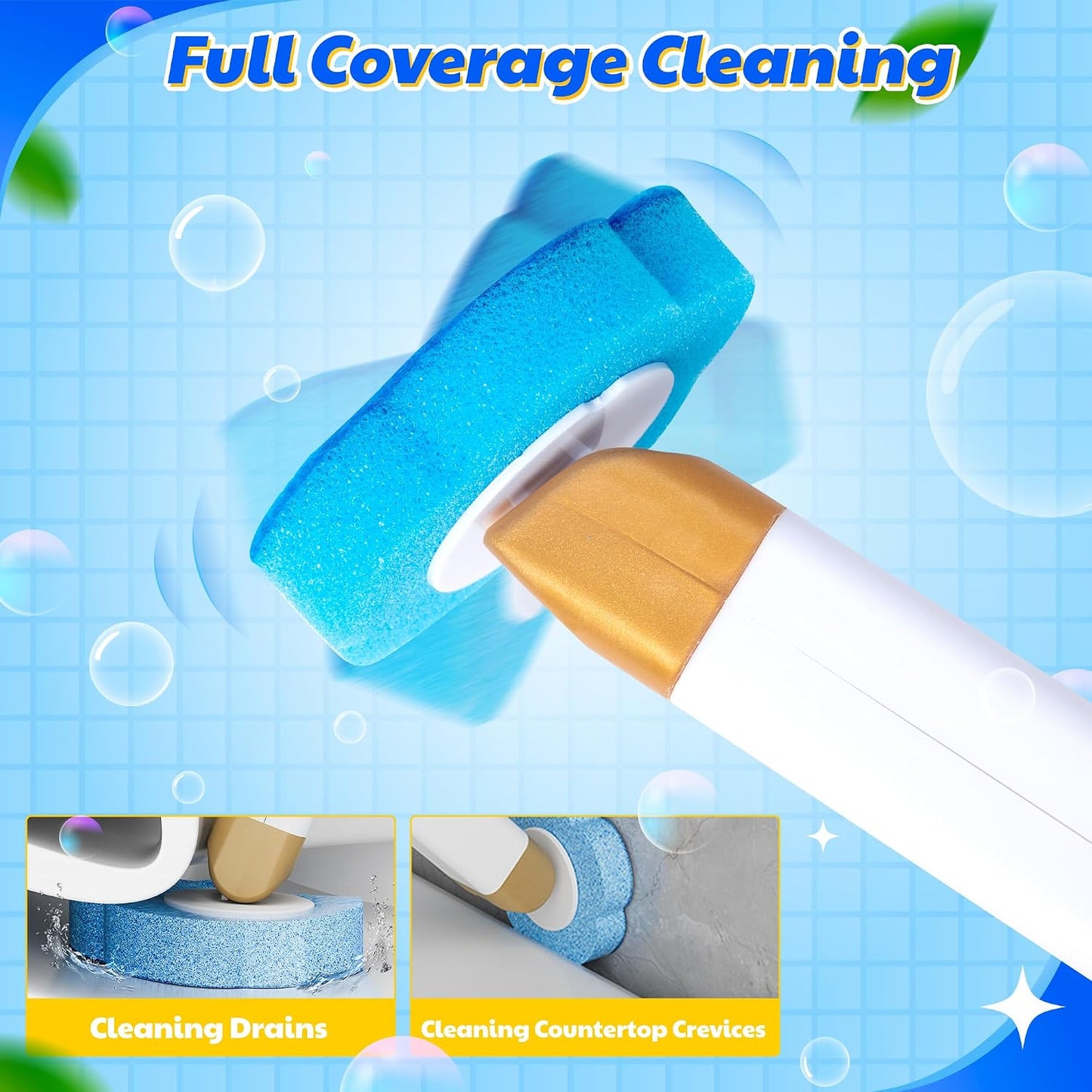 Disposable Toilet Cleaning Brush - Toilet Bowl Cleaner Wand and Holder Set with 60 Refills, Wall Mounted Clean Stick Brush Heads Kit with Handle for Bathroom Bathtub Cleaning System