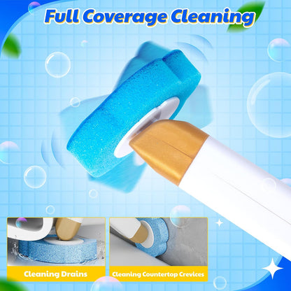 Disposable Toilet Cleaning Brush - Toilet Bowl Cleaner Wand and Holder Set with 60 Refills, Wall Mounted Clean Stick Brush Heads Kit with Handle for Bathroom Bathtub Cleaning System
