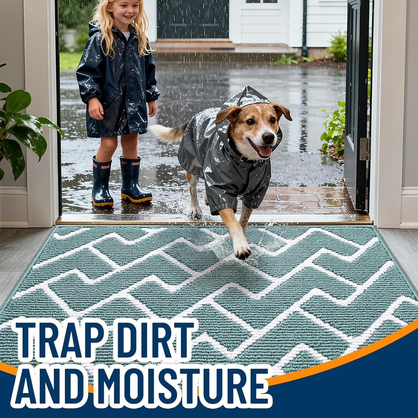 OLANLY Front Door Mat, Non-Slip Rubber Backing, Dirt Resistant and Absorbent, Washable, Easy to Clean Low-Profile Indoor Doormat for Back Door, Entryway, Inside Entrance, 32x20, Grey