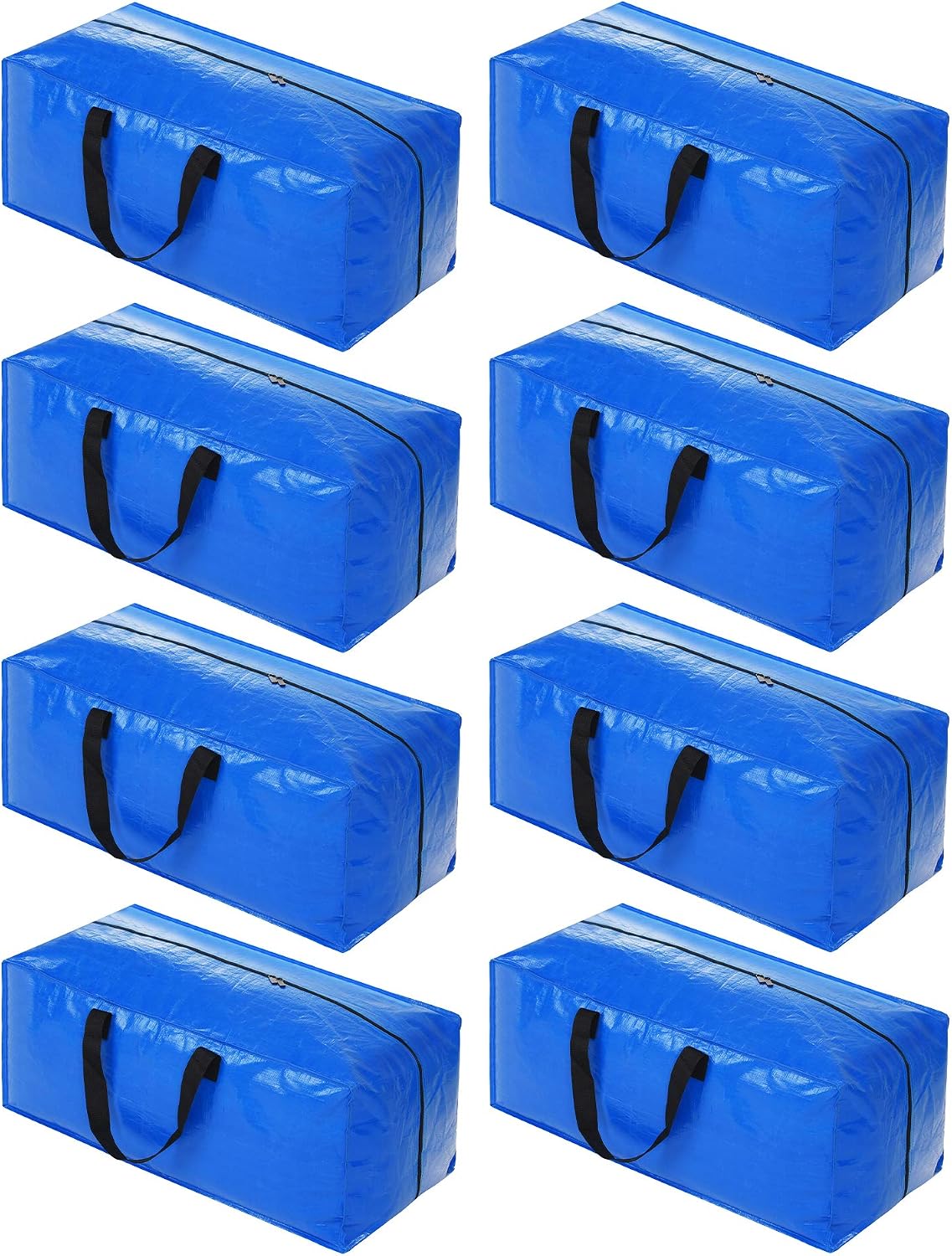 Heavy Duty Extra Large Blue Moving Bags with Strong Zipper Backpack Handles | 4 Pack Clothes Storage Bags Totes Space Saving Moving Boxes Bins Packing Bags for College Dorm Compatible with Ikea Frakta