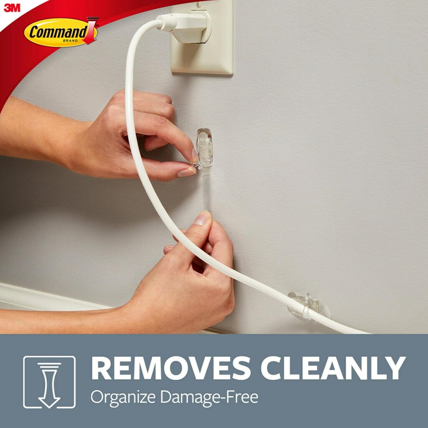 Command Round Cord Clips, Damage Free Hanging Cable Clips, No Tools Wall Clips for Hanging Electrical Cables, 40 Clear Cord Clips and 48 Command Strips