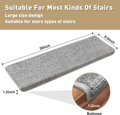 PURE ERA Carpet Stair Treads Tape Free Non Slip Indoor Stair Carpet Stair Protectors Pet-Friendly Non-Slip Skid Resistant Washable Reusable 8" x 30"(2 Pieces,Black)
