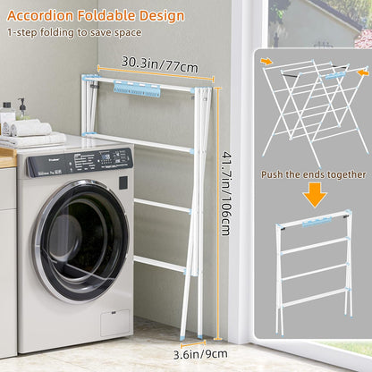HOMIDEC Drying Rack Clothing,Large 12 Drying Poles with Sock Clips Clothes Drying Rack,Foldable Portable Laundry Drying Rack for Air Drying Clothing,Towels,Delicate Eac,Indoor Outdoor Use.Silver