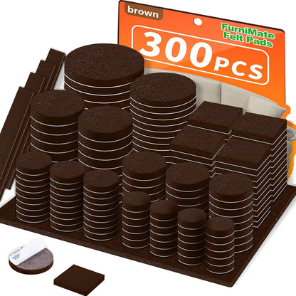 Felt Furniture Pads 300 Pieces, Furniture Pads for Hardwood Floors, Felt Pads for Chair Legs Furniture, Floor Protectors for Furniture Black