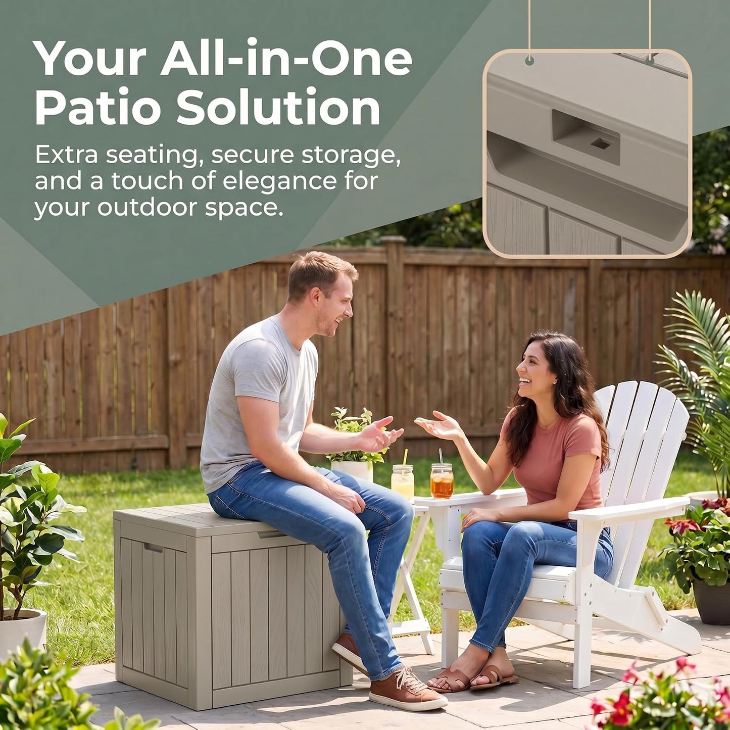 NicBex 30 Gallon Deck Box, Waterproof Resin Outdoor Storage Box Lockable for Patio Furniture, Fade Resistant Patio Side Table & Organizer for Garden Tools, Pool Floats, Outdoor Cushions, Black