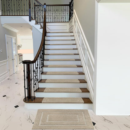 PURE ERA Carpet Stair Treads Tape Free Non Slip Indoor Stair Carpet Stair Protectors Pet-Friendly Non-Slip Skid Resistant Washable Reusable 8" x 30"(2 Pieces,Black)