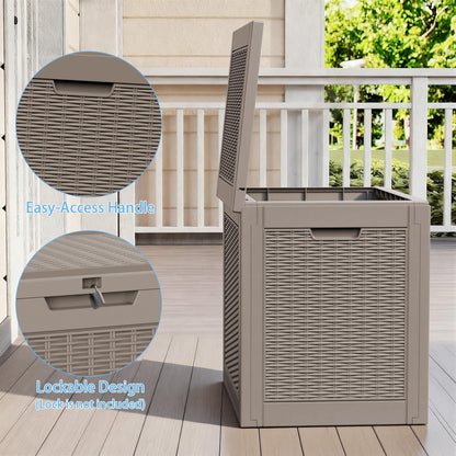 EasyUp 33 Gallon Resin Deck Box Waterproof, UV Resistant Outdoor Storage Box for Delivery, Porch, Patio and Garden, Stripe Black