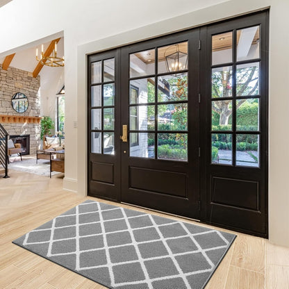 Finchitty Indoor Door Mat, Dirt Resistant and Absorbent, Low-Profile, Non-Slip, Washable Inside Floor Mats for Front Door, Back, and Entrance, 32" x 20", Grey