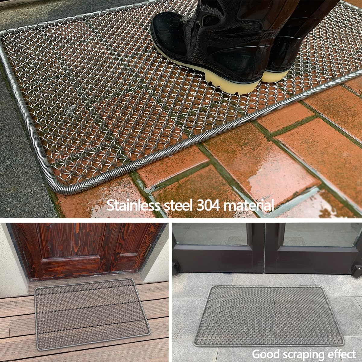 Metal Outdoor Entrance Door Mat, Waterproof, Odorless, Easy to Clean, All-Weather Outdoor Heavy Duty Scraper Door Mats for The Front Door of The House，18.5x31inch