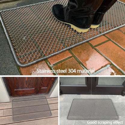 Metal Outdoor Entrance Door Mat, Waterproof, Odorless, Easy to Clean, All-Weather Outdoor Heavy Duty Scraper Door Mats for The Front Door of The House，18.5x31inch