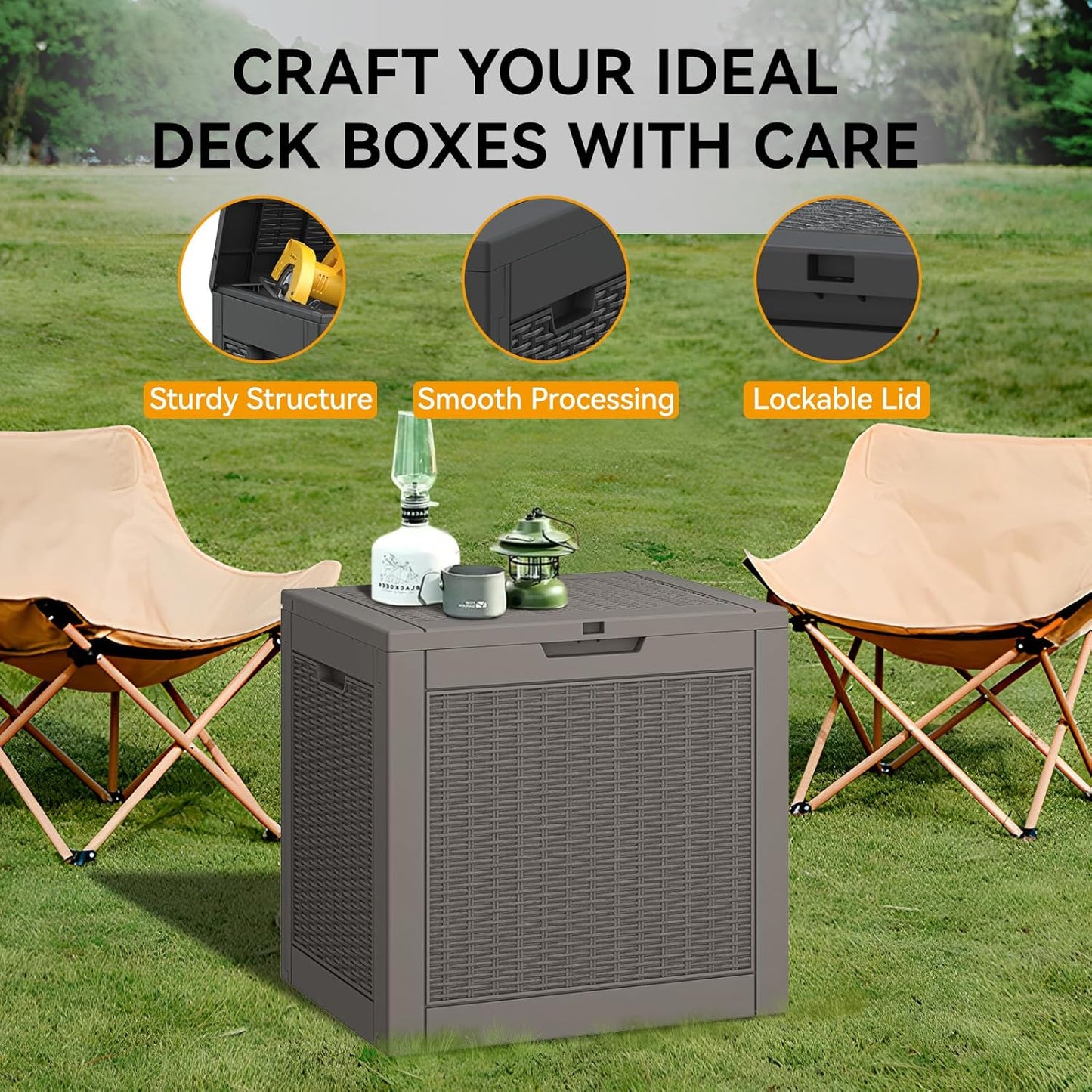 KAMABOKO 31 Gallon Outdoor Storage Box, Resin Deck Boxes Indoor and outdoor, Waterproof Storage Box Lockable Lid for Garden Tools, Package Delivery, Pool Supplies, Patio Cushions, Black