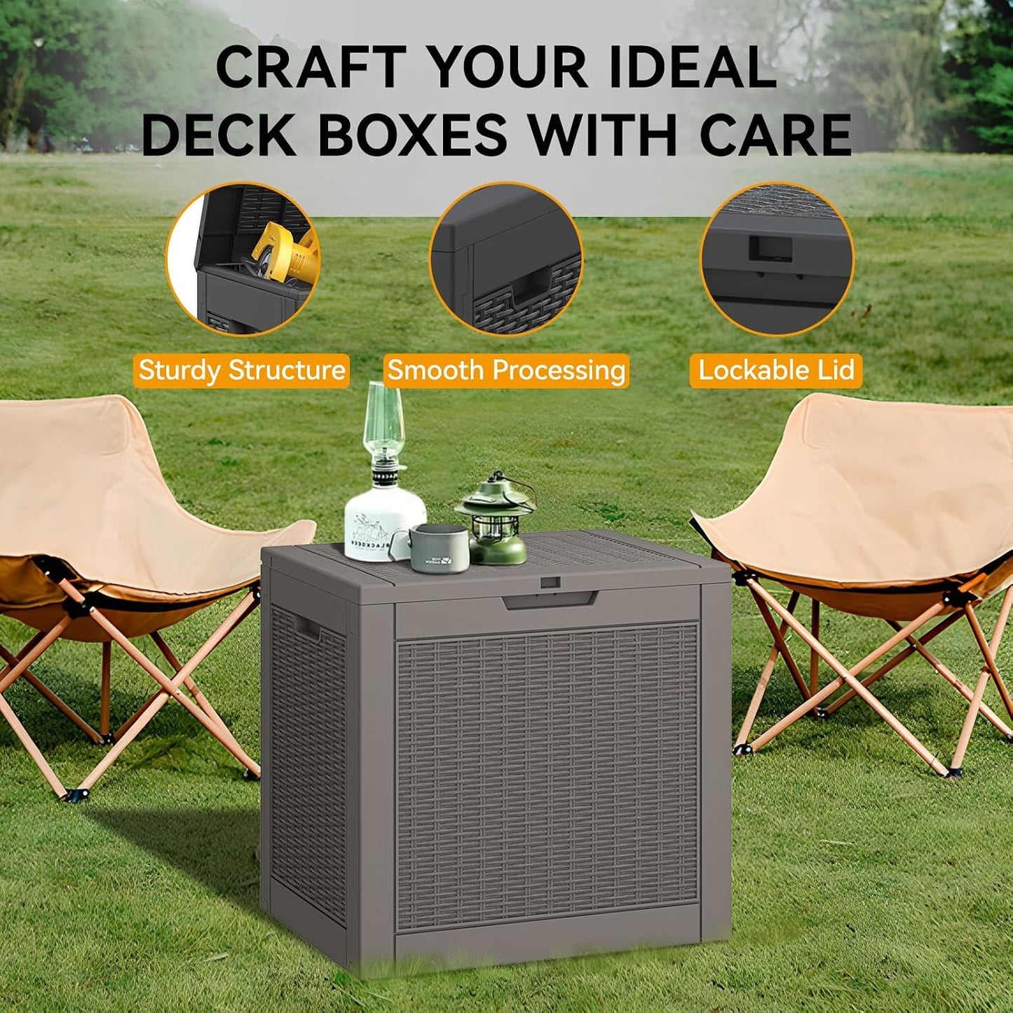 Bifanuo Outdoor Storage Box, 35 Gallon Deck Boxes Waterproof, Resin Storage Cabinet Multi Functional Storage Bench For Gardening Tools, Pool Supplies, Patio Furniture, Lockable