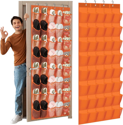Windyun 40 Over The Door Shoe Organizer, Large Mesh Pocket Hanging Shoe Rack Hanger Large Capacity Gray Behind The Door Storage Holder for Dorm College Closet Entryway Bedroom Utility Room Women Men