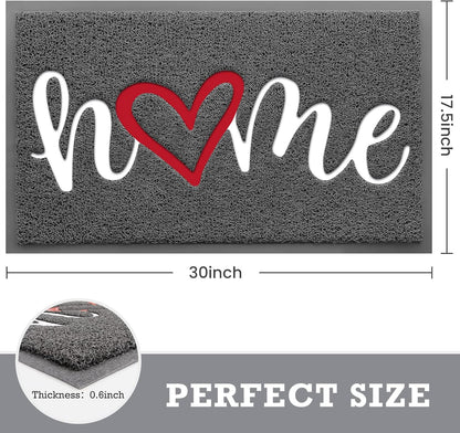 CozyBounty Black Door Mat Welcome Mats Outdoor Indoor Non-Slip Doormat for Entryway Low-Profile Floor Mat for Yard, Garage, High Traffic Areas (30"x17.5", Black)