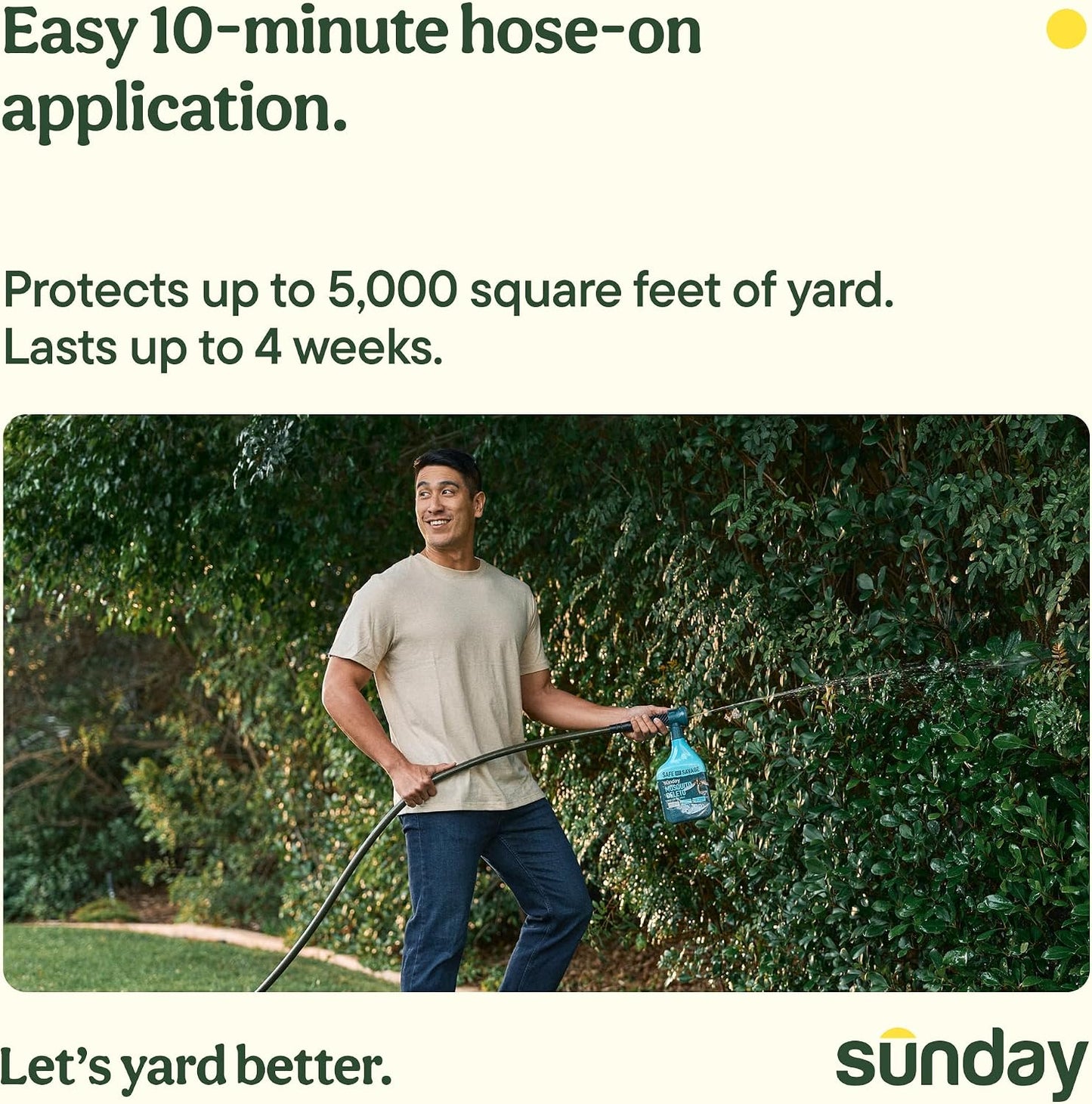 Sunday Mosquito Deleto - Mosquito Repellent & Bug Control Spray - Concentrated Lemongrass & Cedar Oils -for Mosquitoes, Fleas, & Ticks- Lasts up to 4 Weeks - Hose-On Sprayer, 32 Fl Oz, 2-Pack