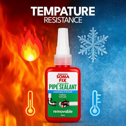 Pipe Thread Sealant - High Pressure Resistant Anaerobic Sealant | Ideal for Metal Pipe Threads, Gaskets, Fittings, Joints - Medium Viscosity & Oil Proof - 1.7 fl oz / 50ml