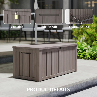 LAUSAINT HOME 320 Gallon Resin Deck Box, Package Delivery Box with Lockable Lid, Waterproof Outdoor Storage Box For Garden Tools, Patio Cushions(320 Gallon,Black)