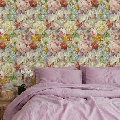 Simon&Siff Floral Peel and Stick Wallpaper 17.3"x80" Pink Watercolor Flowers Wall Murals Removable Wall Paper for Bedroom Bathroom Cabinet Renter Friendly