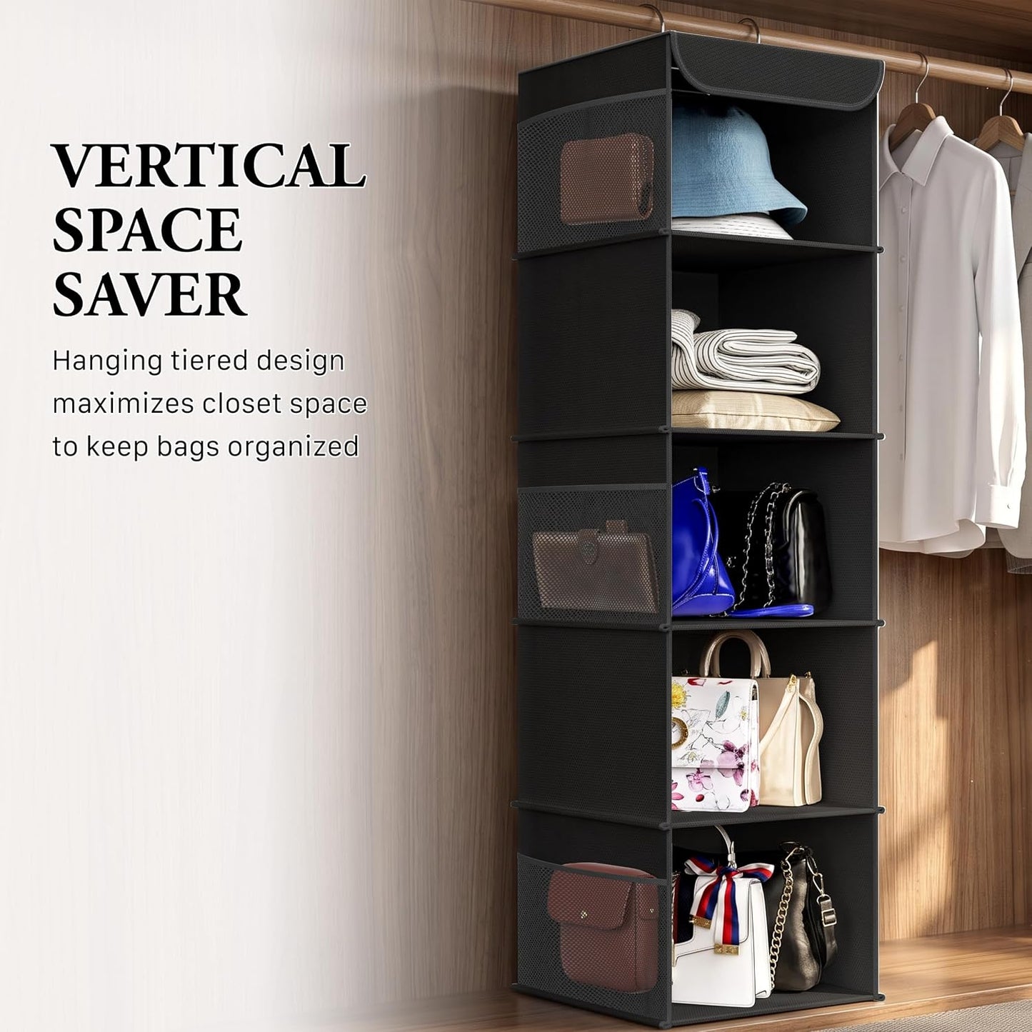 Simple Houseware 6 Shelf Hanging Closet Organizer, Gray