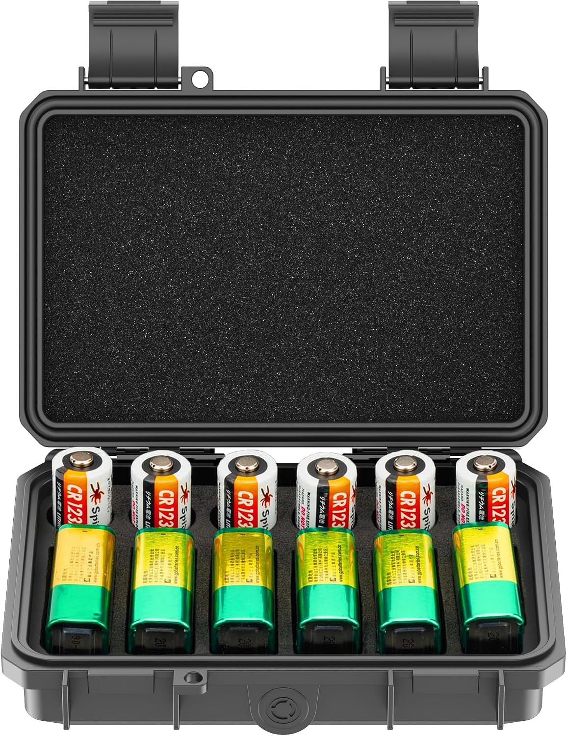 24 Slots CR2 CR123 CR123A Lithium Battery Organizer Case, IP67 Waterproof Hard Case for CR17345/CR16340/CR18350/CR15270(CR2) Explosionproof Batteries Storage Holder for Household Outdoor Camping