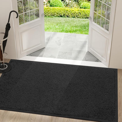 Mibao Front Door Mat, Dirt Trapper Welcome Mat for Outdoor Indoor, Non-Slip Waterproof Doormat, Durable Machine Washable Low Profile Entry Rug for Back Door Outside Patio Porch, 29.5" x 17", Grey