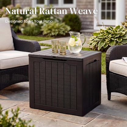Quictent 100 Gallon Heavy Duty Resin Deck Box, Weatherproof Waterproof Outdoor Storage Bench, UV Resistant Lockable Container for Garden, Pool Supplies, Patio Cushions & Furniture Accessories
