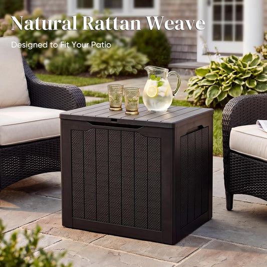 Quictent 100 Gallon Heavy Duty Resin Deck Box, Weatherproof Waterproof Outdoor Storage Bench, UV Resistant Lockable Container for Garden, Pool Supplies, Patio Cushions & Furniture Accessories