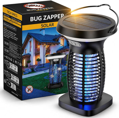 OnBeam Solar Bug Zapper Outdoor, 4200V Electric Mosquito Killer for Patio | Solar & USB-C Charging, IPX5 Waterproof, Auto Mode, SOS Light, Indoor Fly Trap for Home, Backyard, Garden, Camping