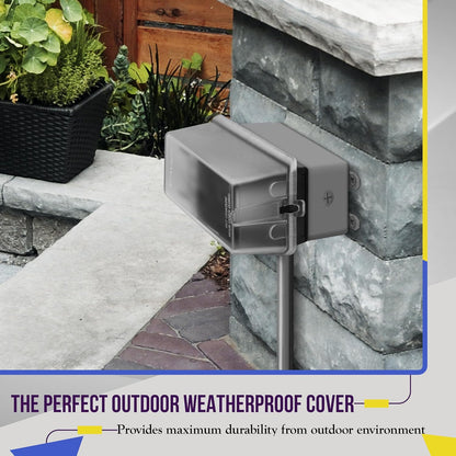 ENERLITES Outdoor Outlet Cover Extra-Duty in-Use Weatherproof Outdoor Decorator/GFCI Receptacle Outlets, Weatherproof Enclosure, 1-Gang 6.25” H x 3.5” W x 3.25” D, Clear Cover, IUC1V-D