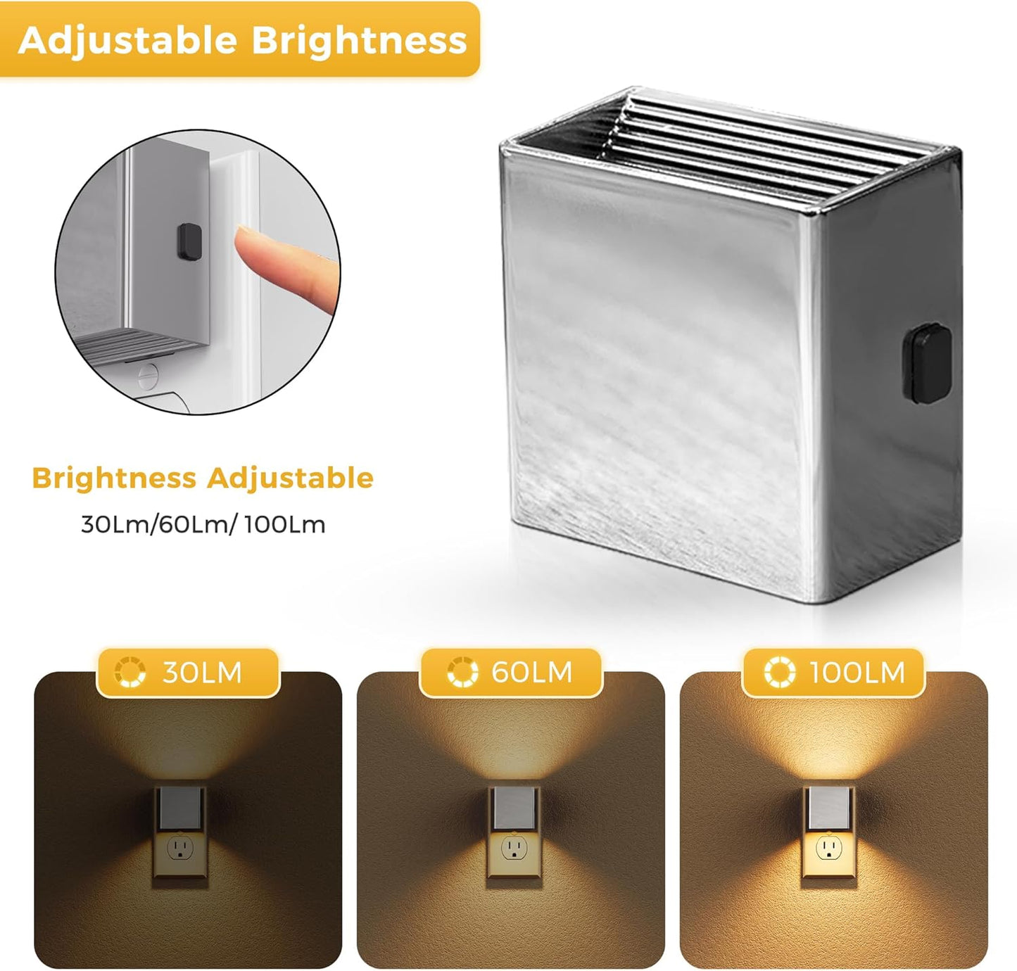 L LOHAS LED Motion Sensor Night Light, [2-Pack] Plug in Night Light with Motion Sensor and Dusk to Dawn Sensor, Brightness Adjustable, 3000K Soft White Nightlight for Bathroom Hallway Kitchen