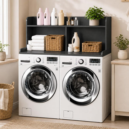 Royxen Laundry Countertop with 20" Shelf Universal Fit, Washer and Dryer Countertop with Storage Space, Laundry Room Storage (Walnut)