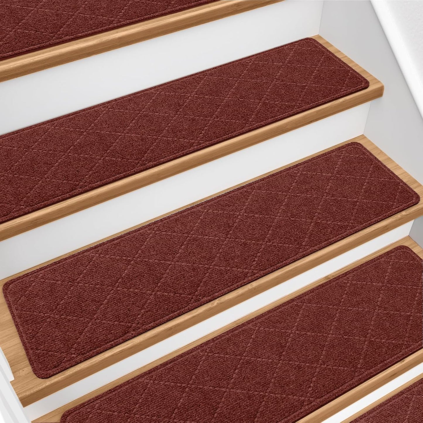 Stair Treads for Wooden Steps 15 PCS - 8’’ x 30’’, Non Slip Stair Runner, Machine Washable Stair Rugs Strips for Kids Pets and Elderly, Indoor Carpet for Stairs (Grey)