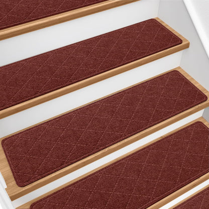 Stair Treads for Wooden Steps 15 PCS - 8’’ x 30’’, Non Slip Stair Runner, Machine Washable Stair Rugs Strips for Kids Pets and Elderly, Indoor Carpet for Stairs (Grey)