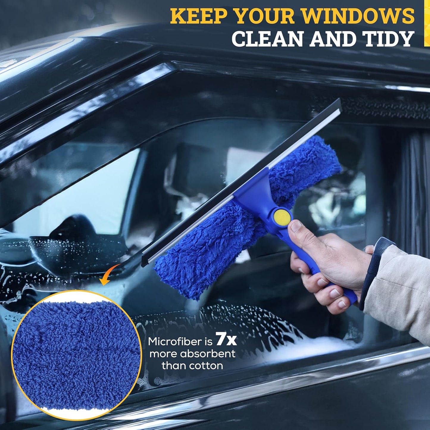Kleen Handler 12” Replacement Window Cleaning Microfiber Squeegee Sleeves (5 Pack) | Reusable & Washable Glass Cleaning Replacement Scrubber Refill Sleeves