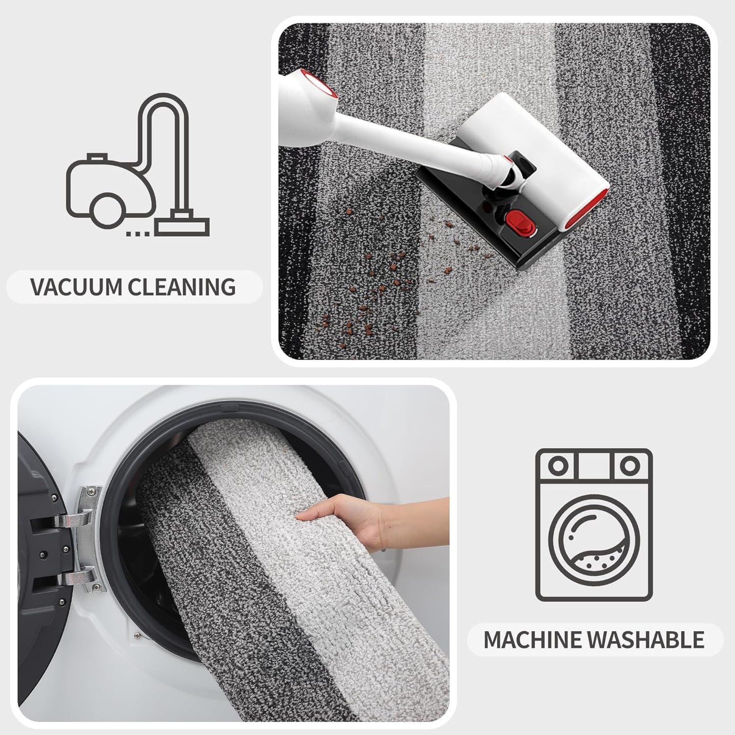 Kitinjoy Indoor Outdoor Door Mat, 32x20 Non-Slip Absorbent Dirt Trapper, Low-Profile Washable Inside Entrance Front Floor Mat, Sturdy Soft Entry Doormats for Entryway, Grey