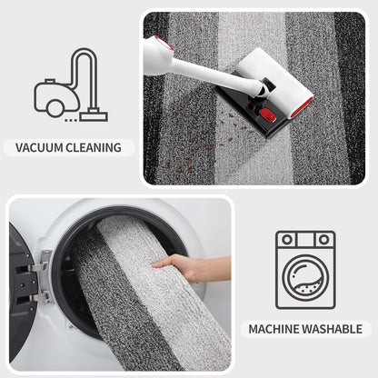 Kitinjoy Indoor Outdoor Door Mat, 32x20 Non-Slip Absorbent Dirt Trapper, Low-Profile Washable Inside Entrance Front Floor Mat, Sturdy Soft Entry Doormats for Entryway, Grey