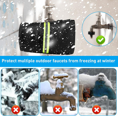 2Pcs Outdoor Faucet Cover for Winter Freeze Protection Outside Insulated Spigot Socks Freeze Miser Reusable Hose Bib Cover Waterproof Water Faucet Insulation Wrap with Reflective Strip for Garden Yard