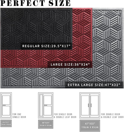 Yimobra Front Door Mat, All-Season Waterproof Outdoor Mat for Entrance with Drainage Holes, Heavy Duty Non-Slip Doormat for Garage Patio Entryway Indoor, 29.5x17, Red