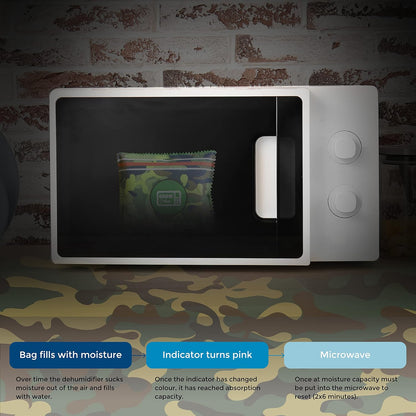 Zarpax Gun Safe Dehumidifier Camouflage - Rechargeable Desiccant Dehumidifier Bags - Reusable & Absorbs Moisture & Humidity - 4x Pack