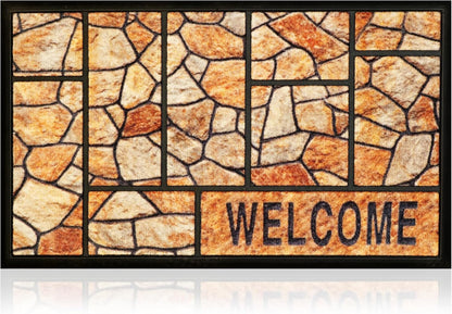 Extra Durable, Superior Absorption, Front Door Mat for Outdoor & Indoor - Welcome Mat for Entryway, Entrance, Patio, Porch - Waterproof, Non-Slip Backing, Coarse Fibers (Scales,17x29)