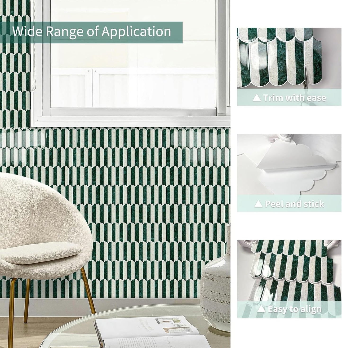 10-Sheet Upgraded Thicker Peel and Stick Kitchen Backsplash Tiles | Waterproof Self-Adhesive Vinyl Wall Tile Stick on Backsplash for Kitchen,Bathroom,Fireplace and RV(Sage Green,12"×12")