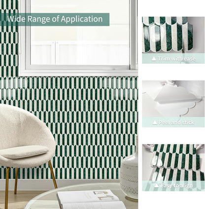 10-Sheet Upgraded Thicker Peel and Stick Kitchen Backsplash Tiles | Waterproof Self-Adhesive Vinyl Wall Tile Stick on Backsplash for Kitchen,Bathroom,Fireplace and RV(Sage Green,12"×12")
