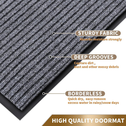 Yimobra Welcome Mat, Heavy Duty Sturdy Door Mats for Home Entrance Outdoor Indoor, Front Doormat for Outside Patio Floor Entry Porch Garage Office, Waterproof, Low Profile, 29.5x17, Black Grey