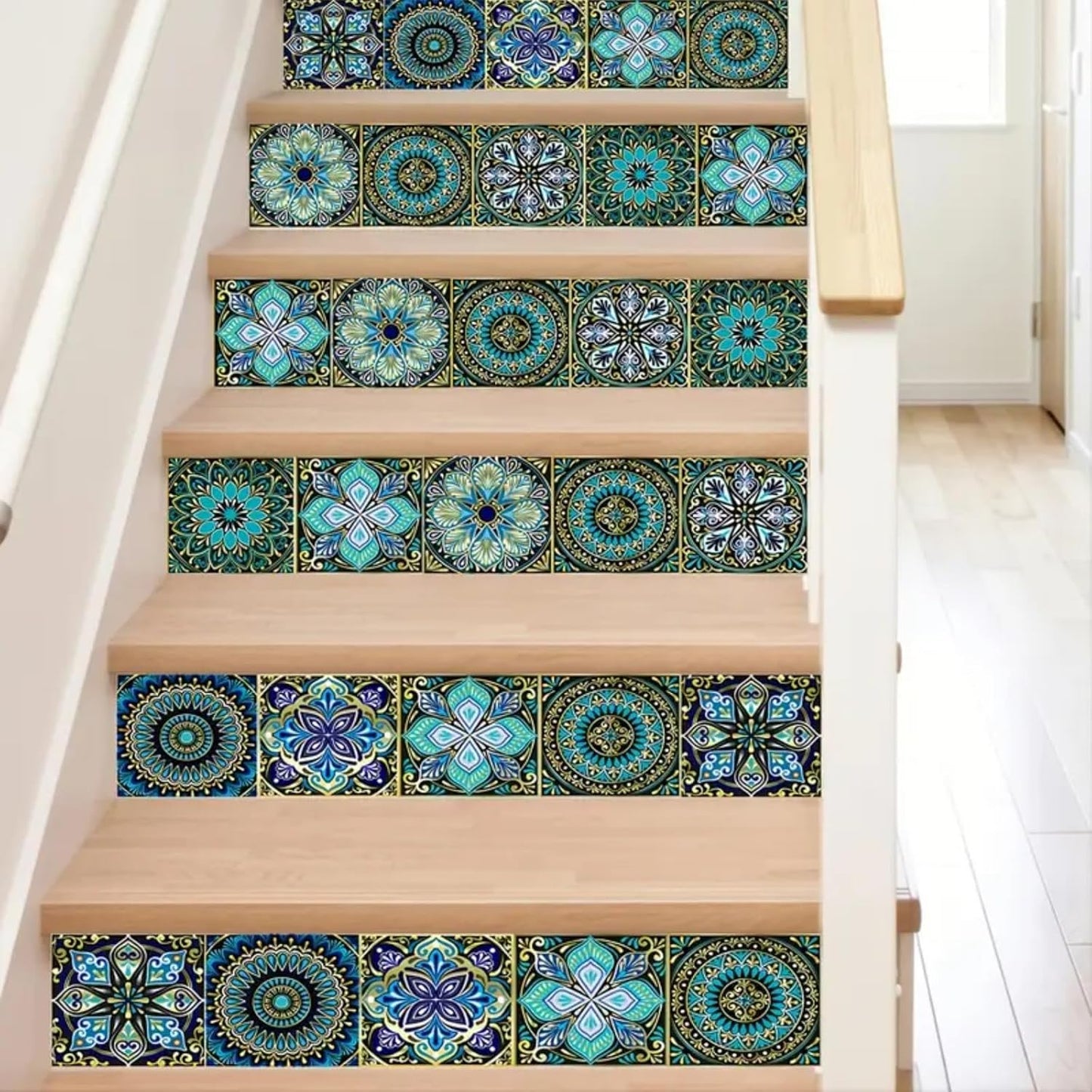 10PCS Peel and Stick Tile Backsplash Stickers, 4"x4" DIY Backsplash Mandala Style Stickers for Kitchen & Bathroom, Self-Adhesive Removable Waterproof Tile Decals for Home Decor