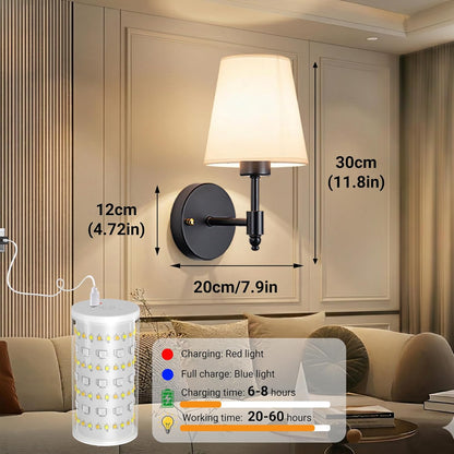 Nekhung Battery Operated Wall Sconces Set of Two, Wireless Battery Wall Light with 10000mAh RGB Dimmable Magnetic Bulb and Remote, Rechargeable Sconce Wall Decor for Bedroom Living Room Hallway