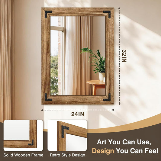 FICTOR Wooden Full Length Mirror, 55"x22" Solid Wood Frame Floor Mirror, for Farmhouse, Bedroom, Living Room, Entryway Decor, Leaning or Hanging