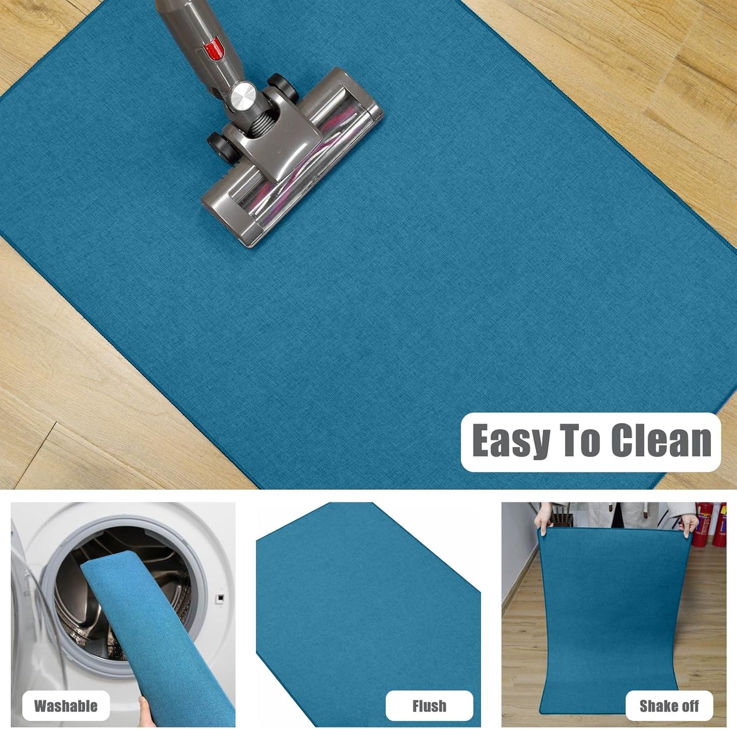 Yancorp 16"x26" Ultra Thin Bathroom Rugs,Low Profile Bath Rug,Rubber mat,Fit Under Door,Non Slip,Machine Washable Shower Rug,Dark Grey